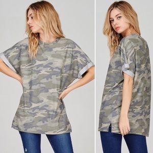 CAMO FRENCH TERRY OVERSIZED T-SHIRT